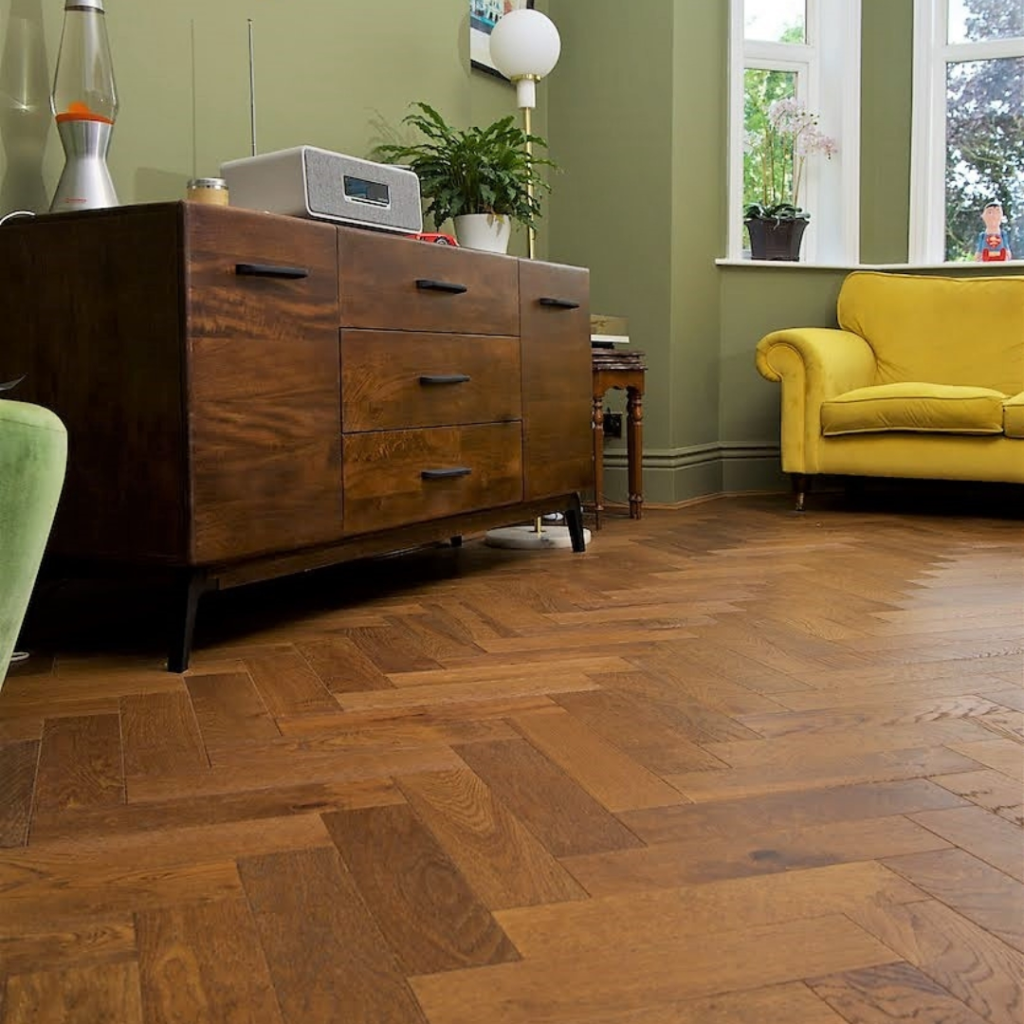 Wooden environmentally conscious flooring in a sunny living room for summer flooring trends 2026.
